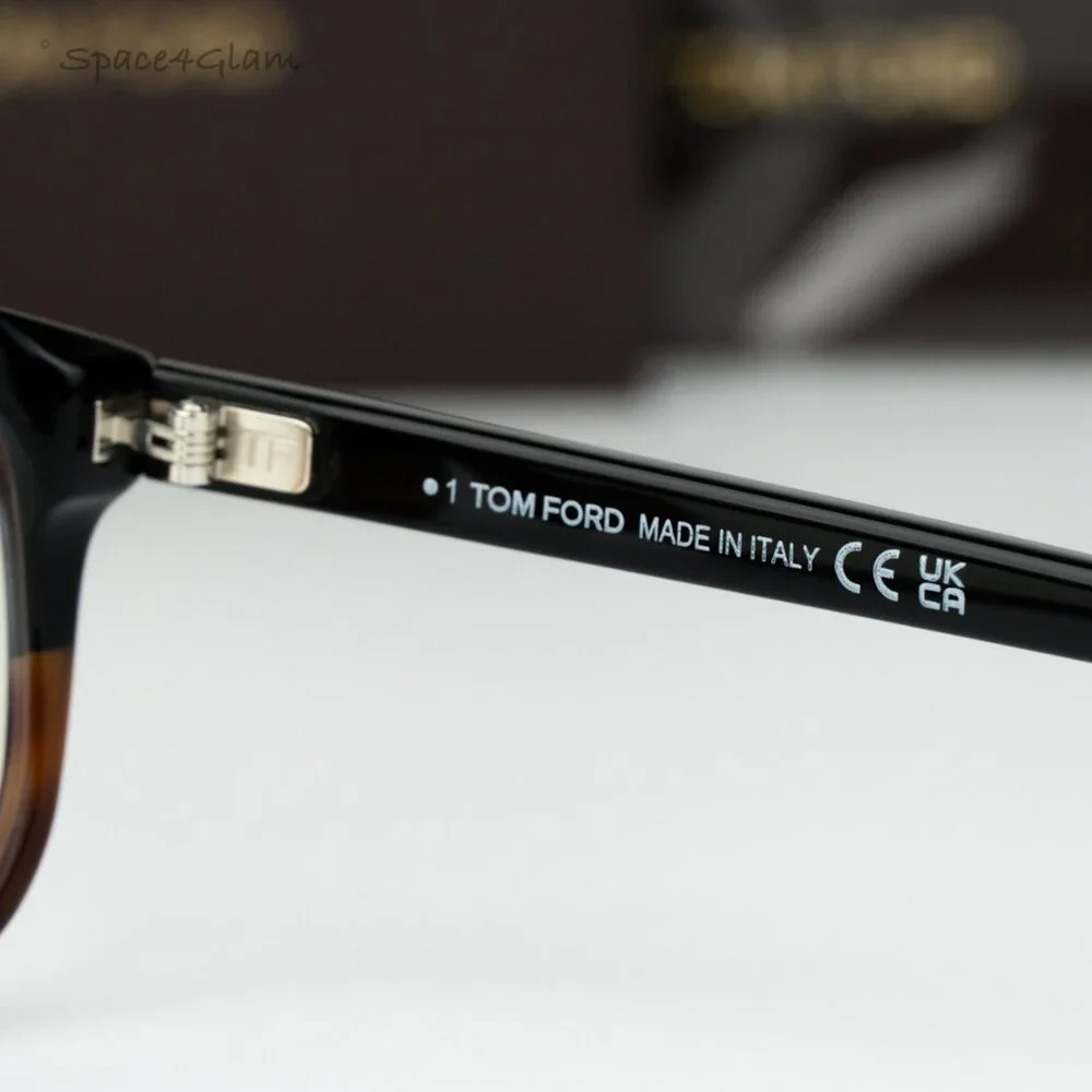 Tom Ford Women Eyeglasses Black Havana Blue Block Aviator FT5901-B-N 056 NEW